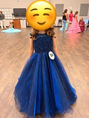 Sherri Hill k6 Royal Navy Beaded  Pageant Gown